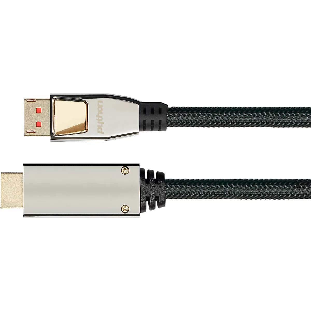 DisplayPort 1.4 Kabel Good Connections Python® Serie, bis 4K, Vollmetallstecker & Nylongeflecht, Länge 3 m, schwarz