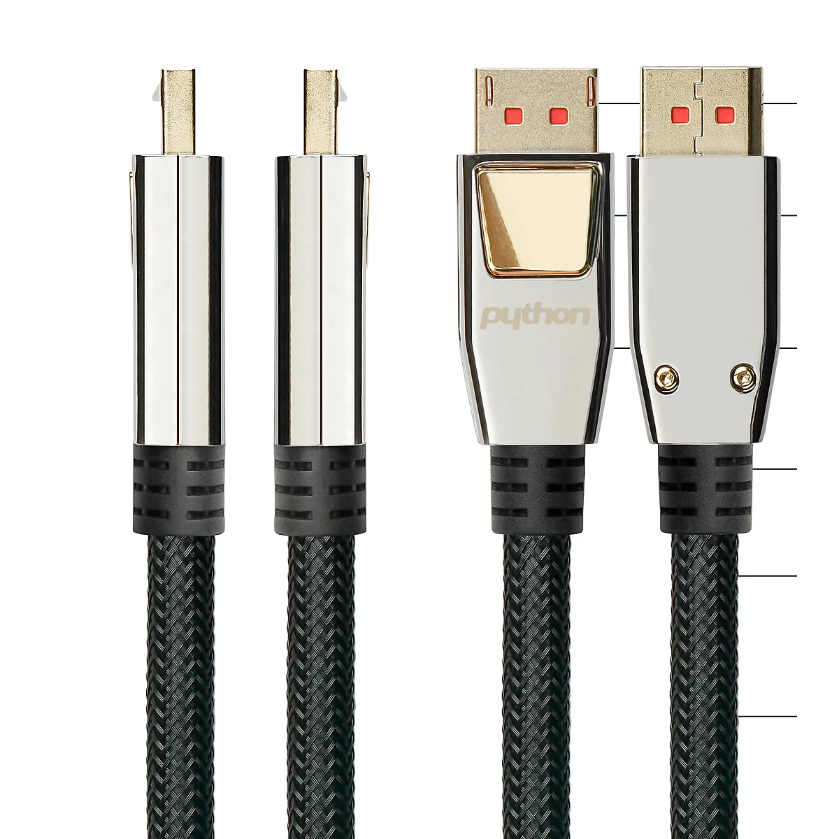 DisplayPort 1.4 kabel Good Connections Python® serie, tot 4K, volledig metalen connector & nylon vlecht, lengte 3 m, zwart