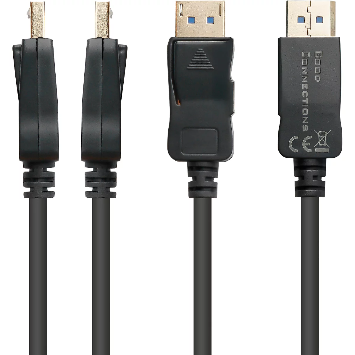 DisplayPort 2.0 kabel Goede verbindingen, tot 8K, tot 54 Gbit/s, koperdraden, vergrendelingsbeveiliging, lengte 2 m, zwart