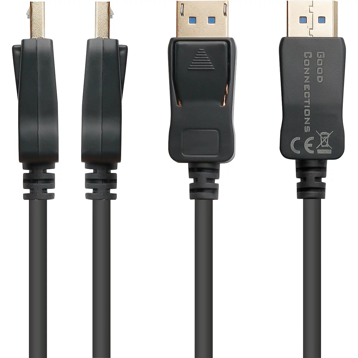 DisplayPort 2.0 Kabel Good Connections, bis 8K, bis 54 Gbit/s, Kupferleitungen, Verriegelungsschutz, Länge 3 m, schwarz