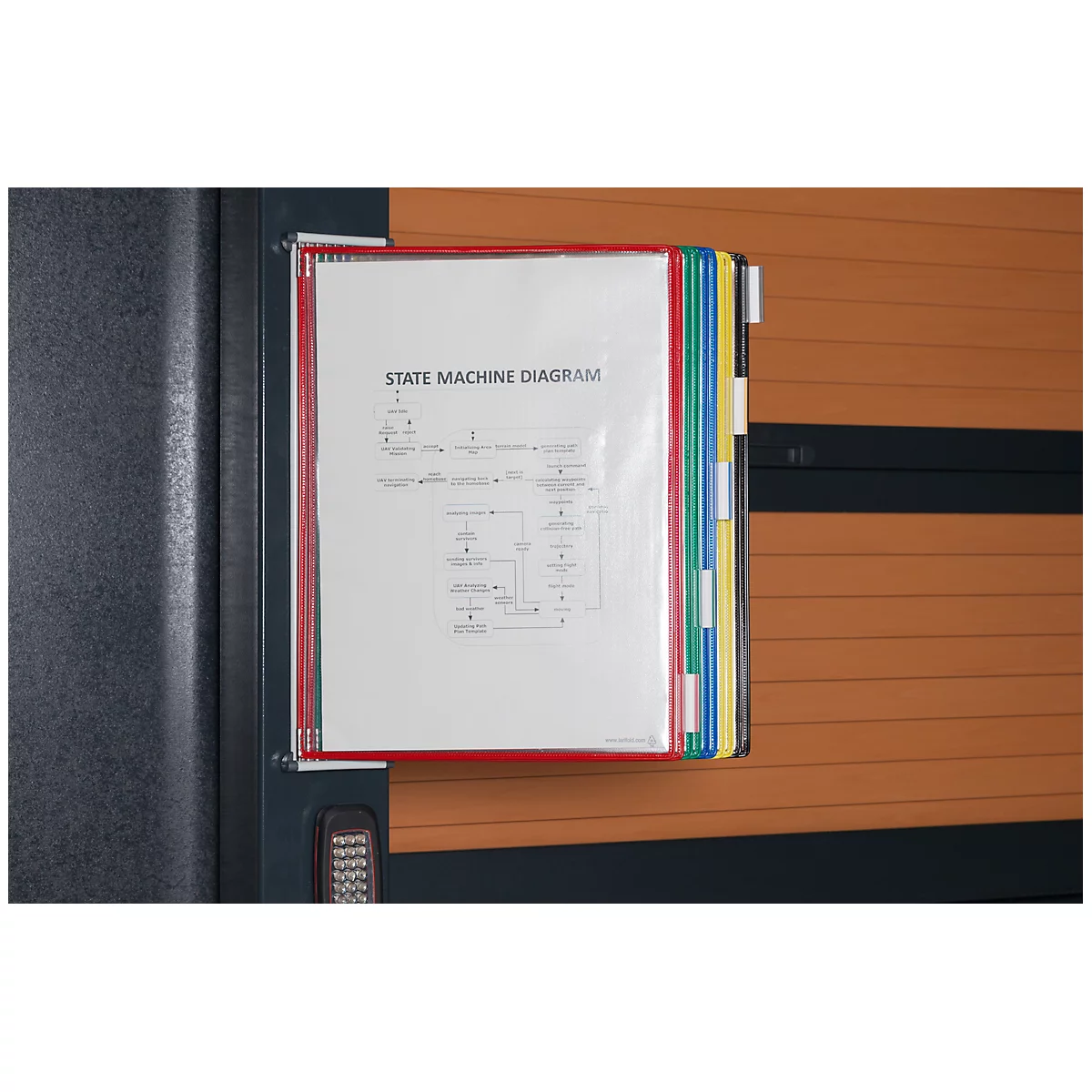 Displaysysteem Tarifold, A3, plaatstaal, magnetisch, lichtgrijs, incl. 10 draaiende zichtpanelen