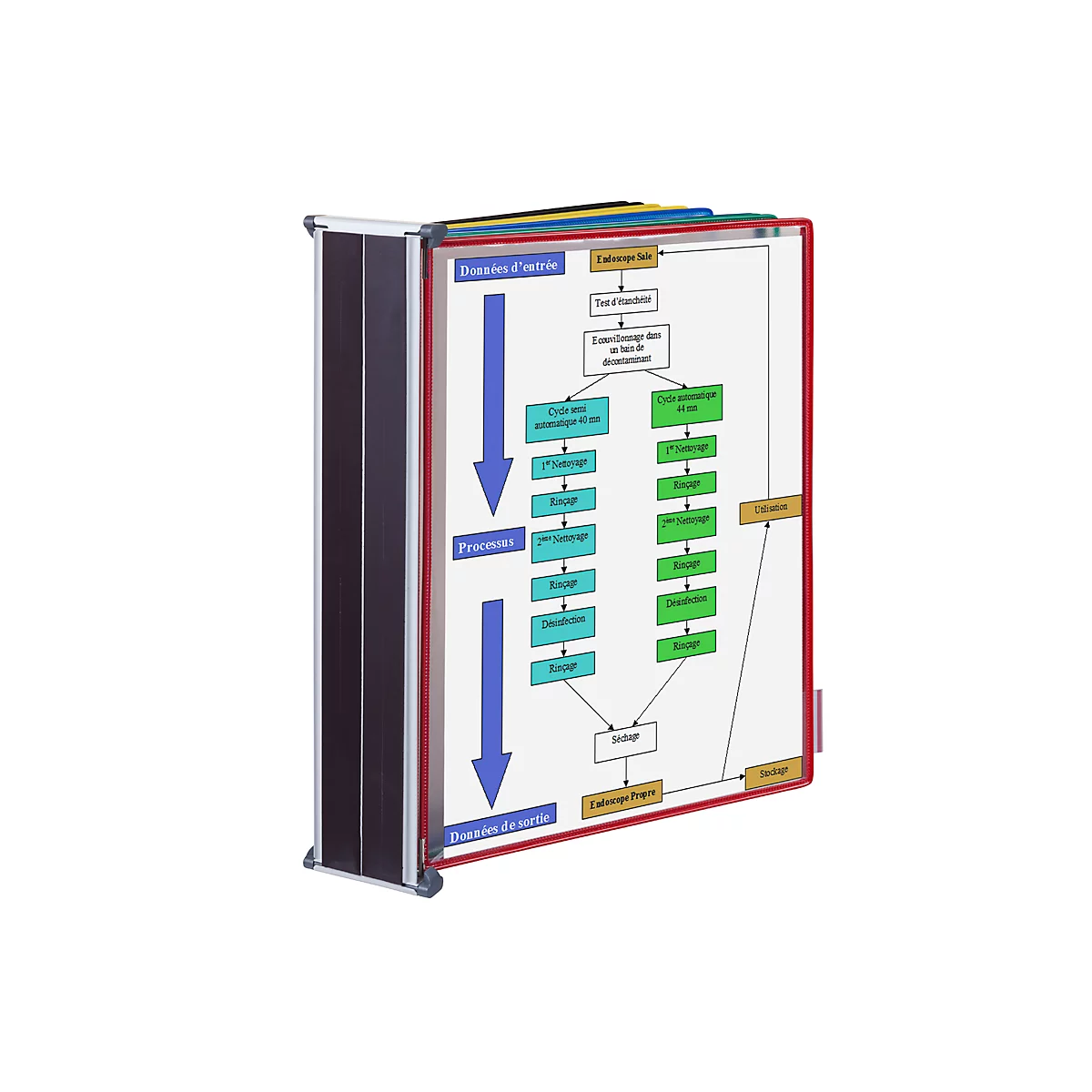 Displaysysteem Tarifold, A3, plaatstaal, magnetisch, lichtgrijs, incl. 10 draaiende zichtpanelen