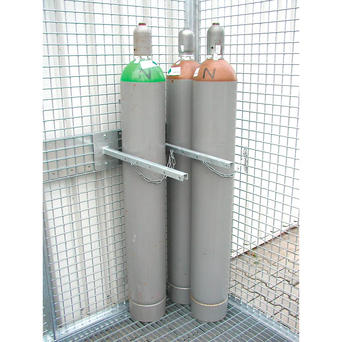 Dispositivo de fijación para 3 botellas de gas, capacidad de carga 150 kg