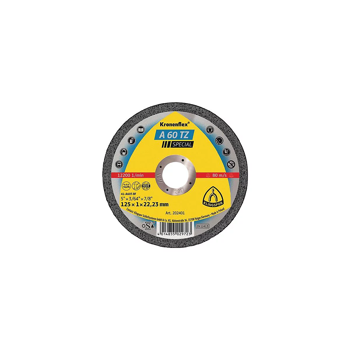 Disque à tronçonner A 60 TZ Special D115x1mm, INOX, alésage 22,23mm KLINGSPOR