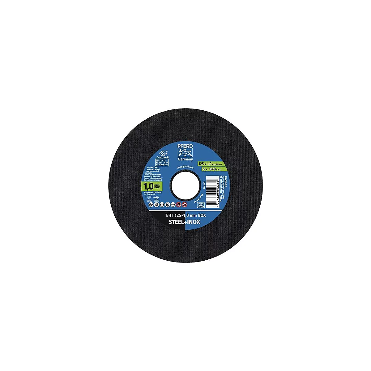 Disque à tronçonner STEELOX BOX D125x1mm, INOX, alésage 22,23mm PFERD