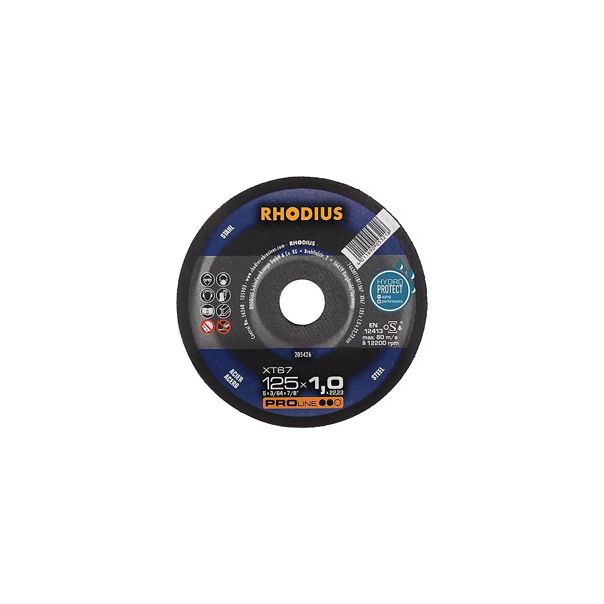 Disque à tronçonner XT67 D125x1mm, STA, alésage 22,23mm RHODIUS