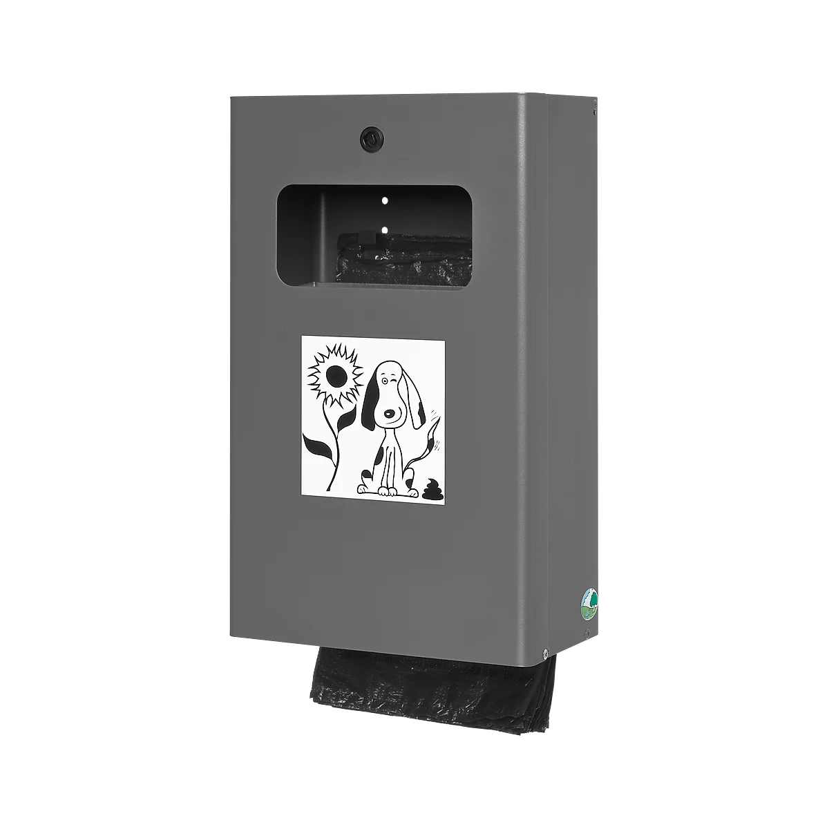 Distributeur à sachets pour excréments canins verrouillable, dispositif de collecte des sachets usagés inclus, hématite similaire DB703