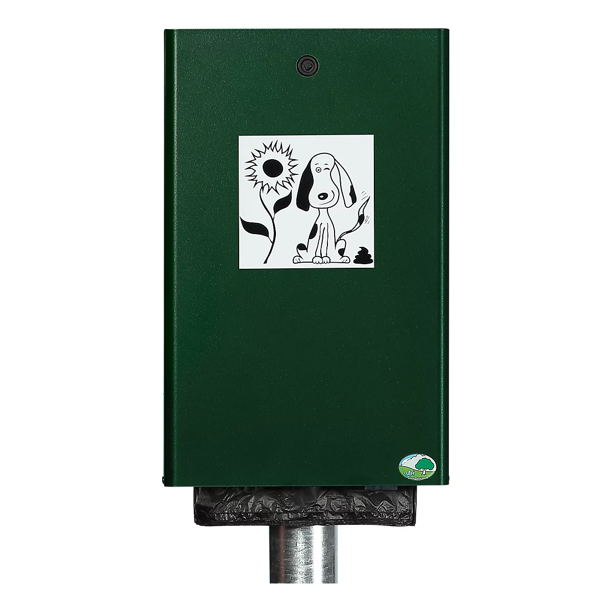 Distributeur à sachets pour excréments canins, verrouillable, vert mousse