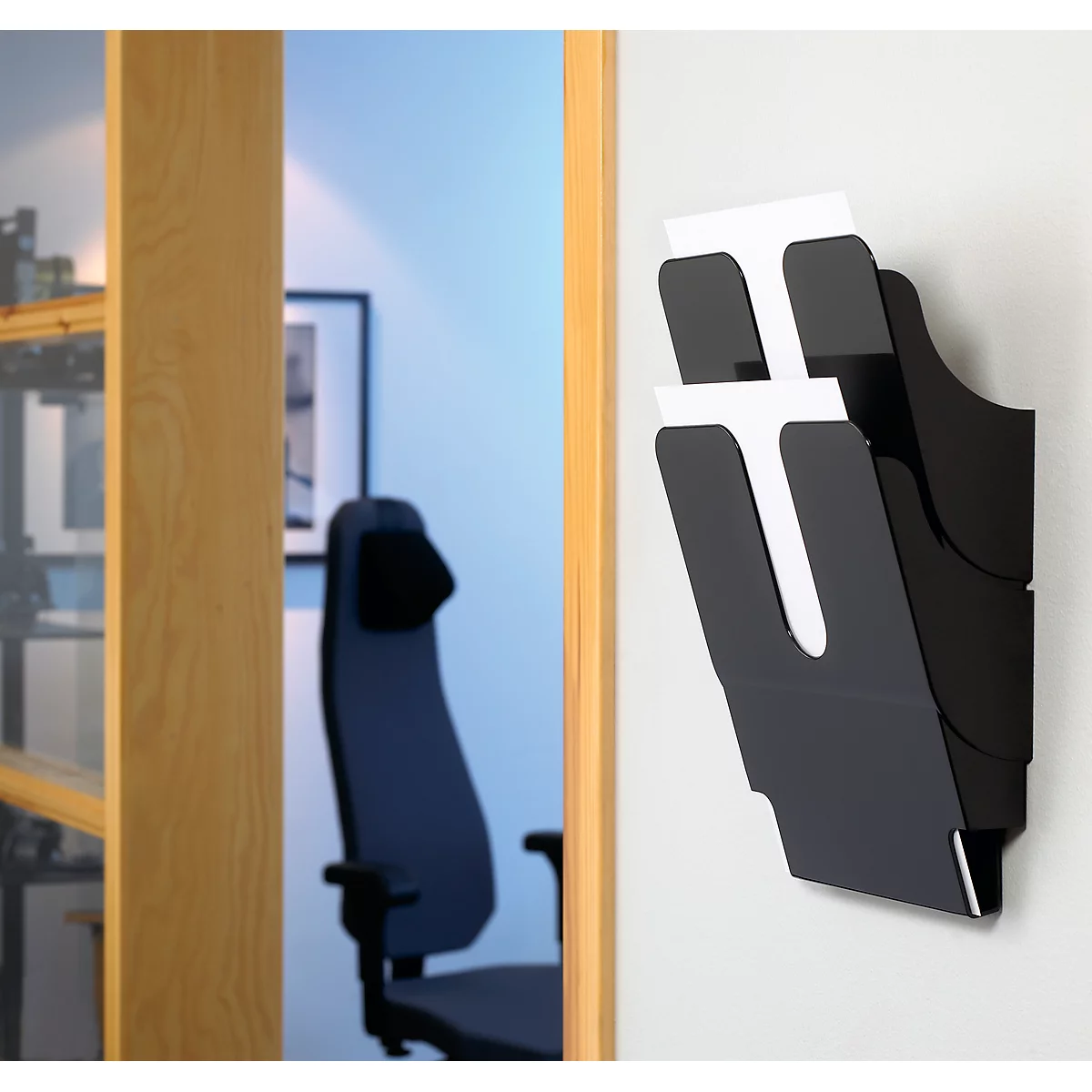 Distributeur de prospectus Flexiplus DURABLE - 2 compartiments A4 - portrait - noir