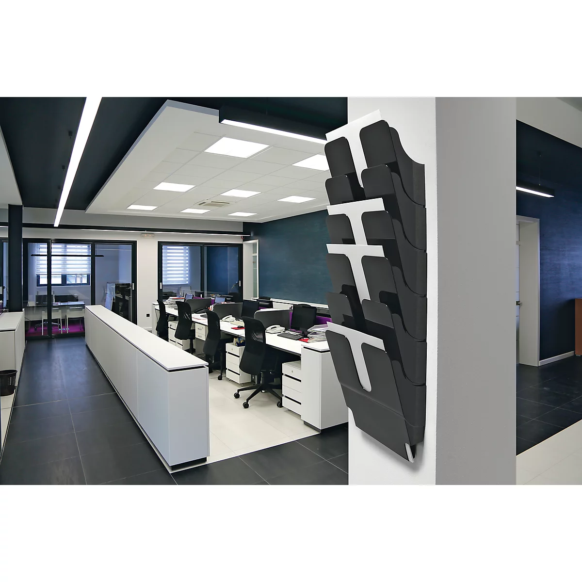 Distributeur de prospectus Flexiplus DURABLE - 6 compartiments A4 - portrait - noir