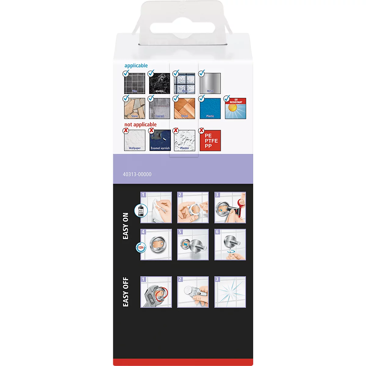 Distributeur de rouleaux de papier toilette tesa Moon, fixation sans perçage, avec solution adhésive, amovible, chromé