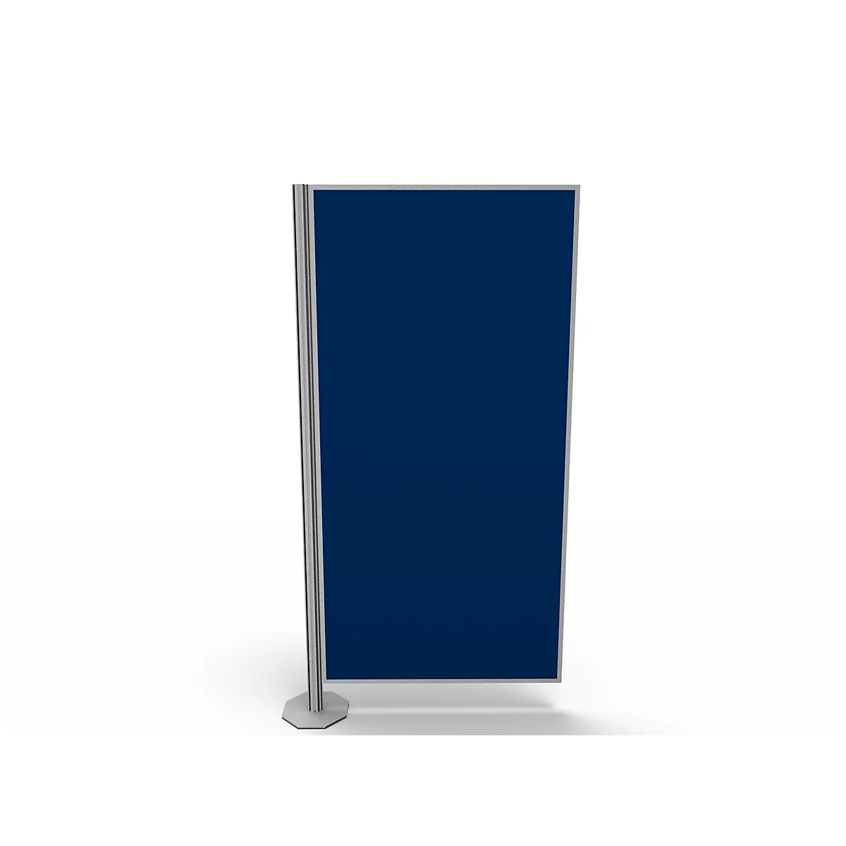 Blue screen system on a white background. Metal frame, rectangular blue area.