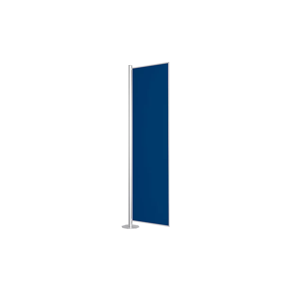 Blue partition element with silver column.