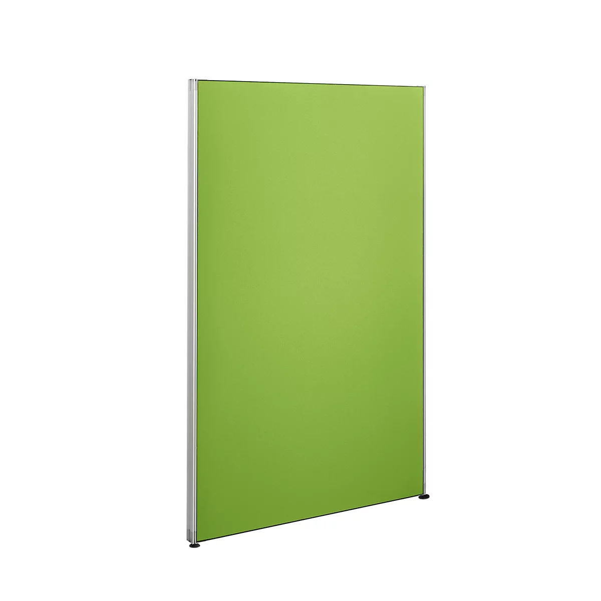 Green partition, metal framed, against white background.
