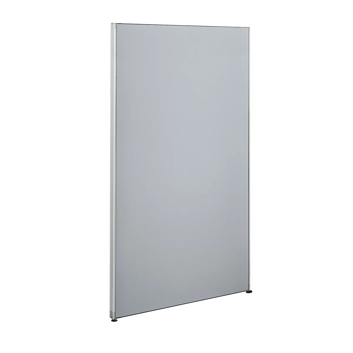 A light gray, rectangular object stands upright. The frame is silver. The surface is smooth.