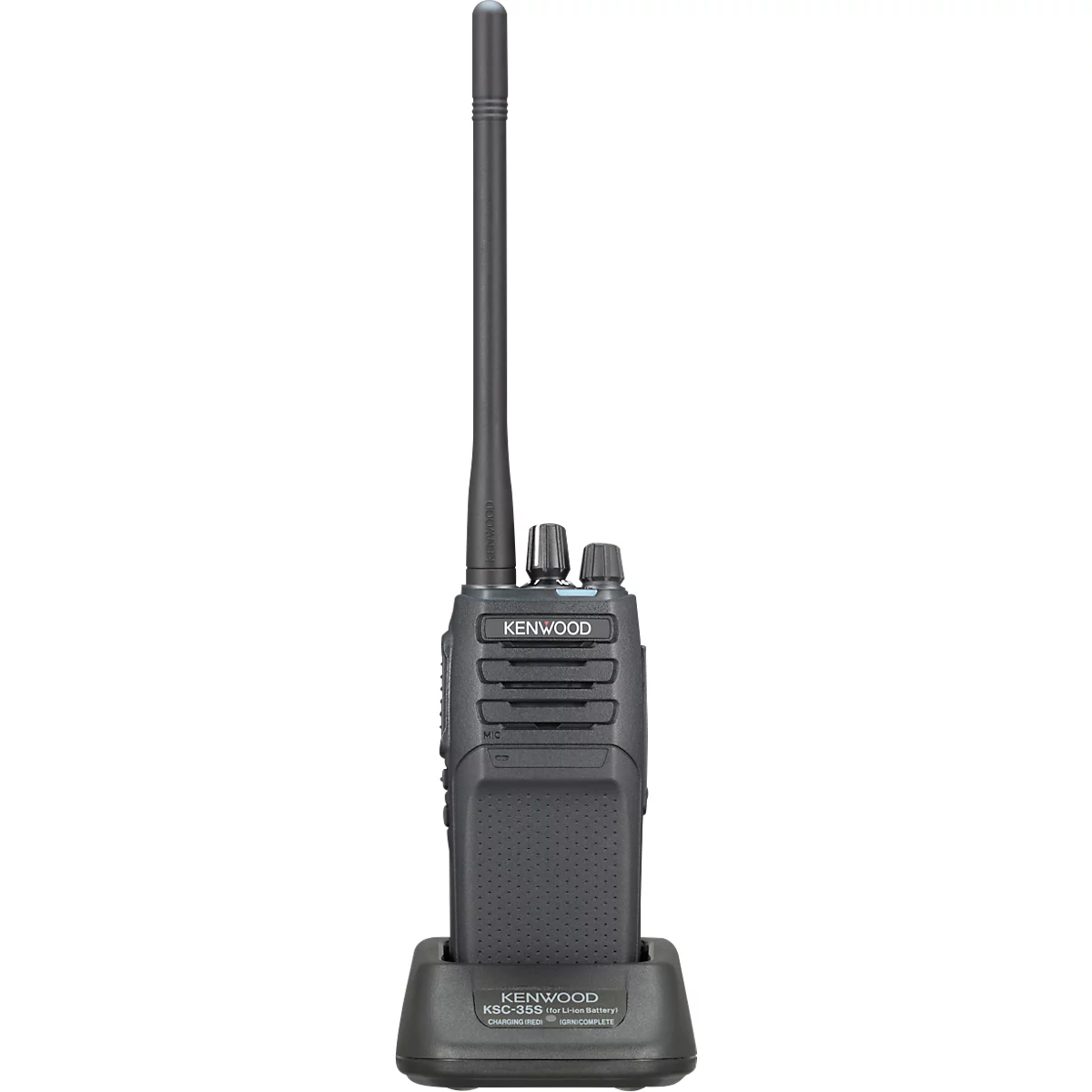 DMR-radio Kenwood NX-1200D-FN, vergunningsvrij, analoog/digitaal, 260 kanalen, tot 6 km, tot 14,5 h, LC-display, IP54/55, incl. accessoires, zwart