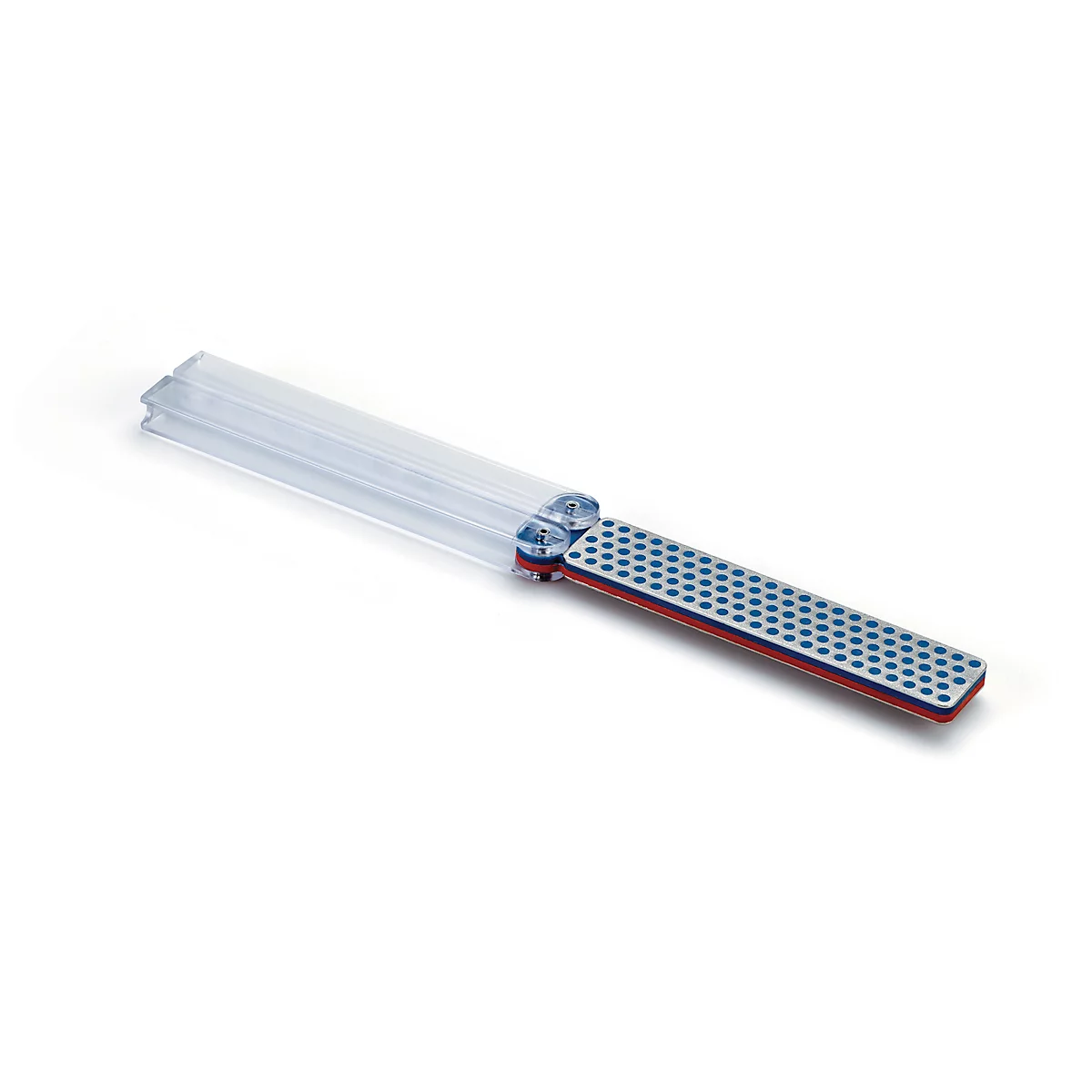 DMT Diamant slijper DiaFold, langwerpig, dubbelzijdig grof 45 µ/fijn 25 µ, droog &amp; met water te gebruiken, inklapbare grepen, L 240 mm, blauw-rood