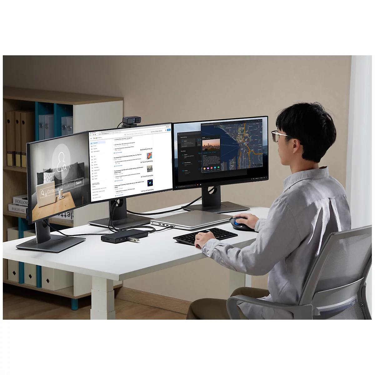 Docking station Kensington SD4842P USB-C Triple Video, 100 W, 4K, 1080 px, voor maximaal 3 monitoren, DisplayPort/HDMI/USB/LAN/Audio, PCR, zwart