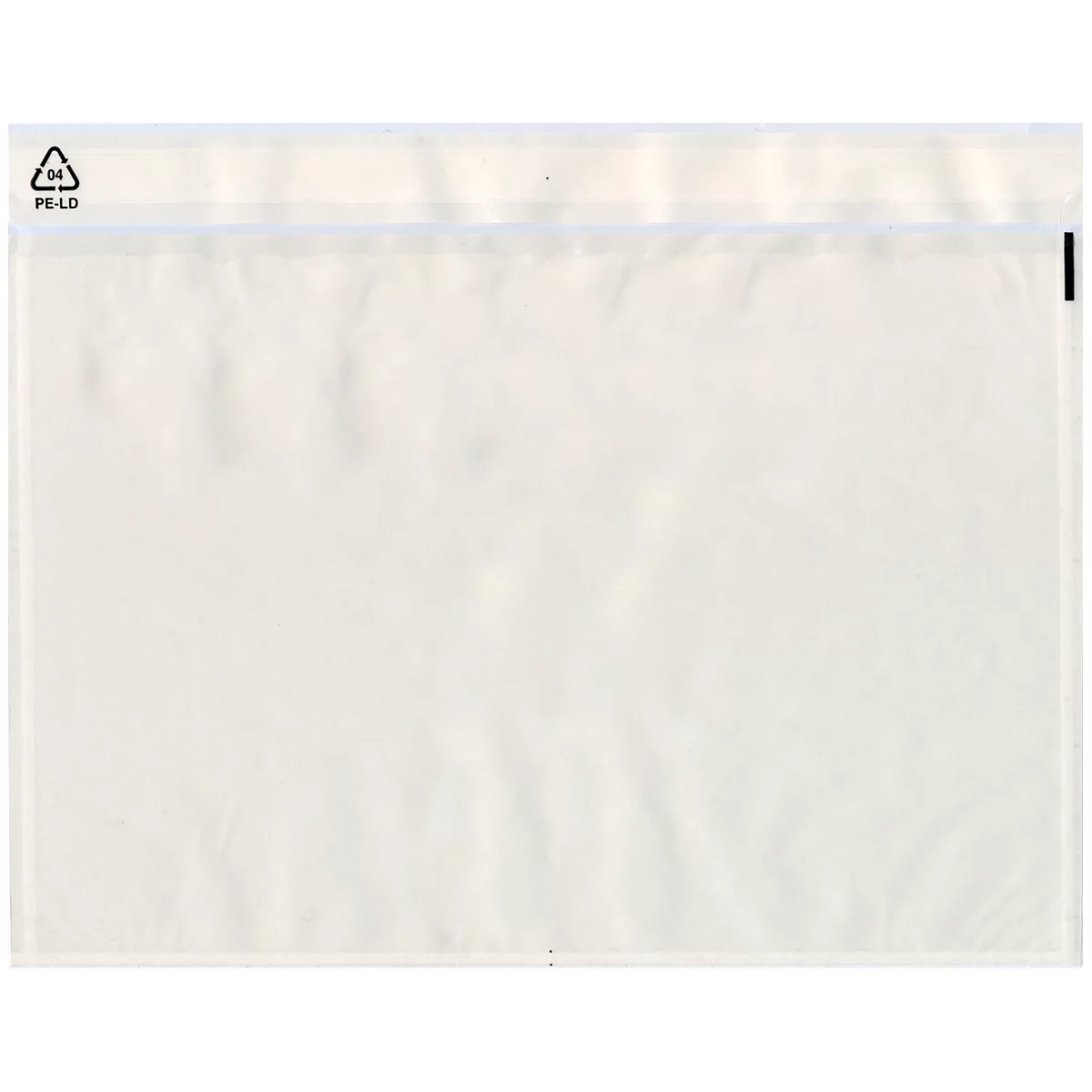 Transparent plastic bag, marked with PE-LD recycling symbol at the top.