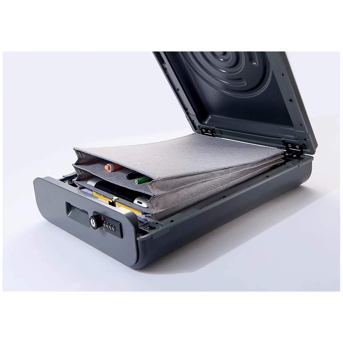 Documentenvakken voor bureau-rugzak/kantoorboxen serie Sigel Move It, 4-vaks structuur, L 245 x B 340 mm, polyester, grijs