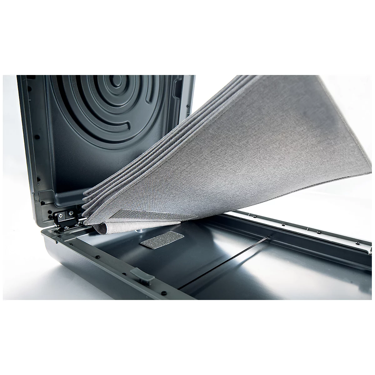 Documentenvakken voor bureau-rugzak/kantoorboxen serie Sigel Move It, 4-vaks structuur, L 245 x B 340 mm, polyester, grijs