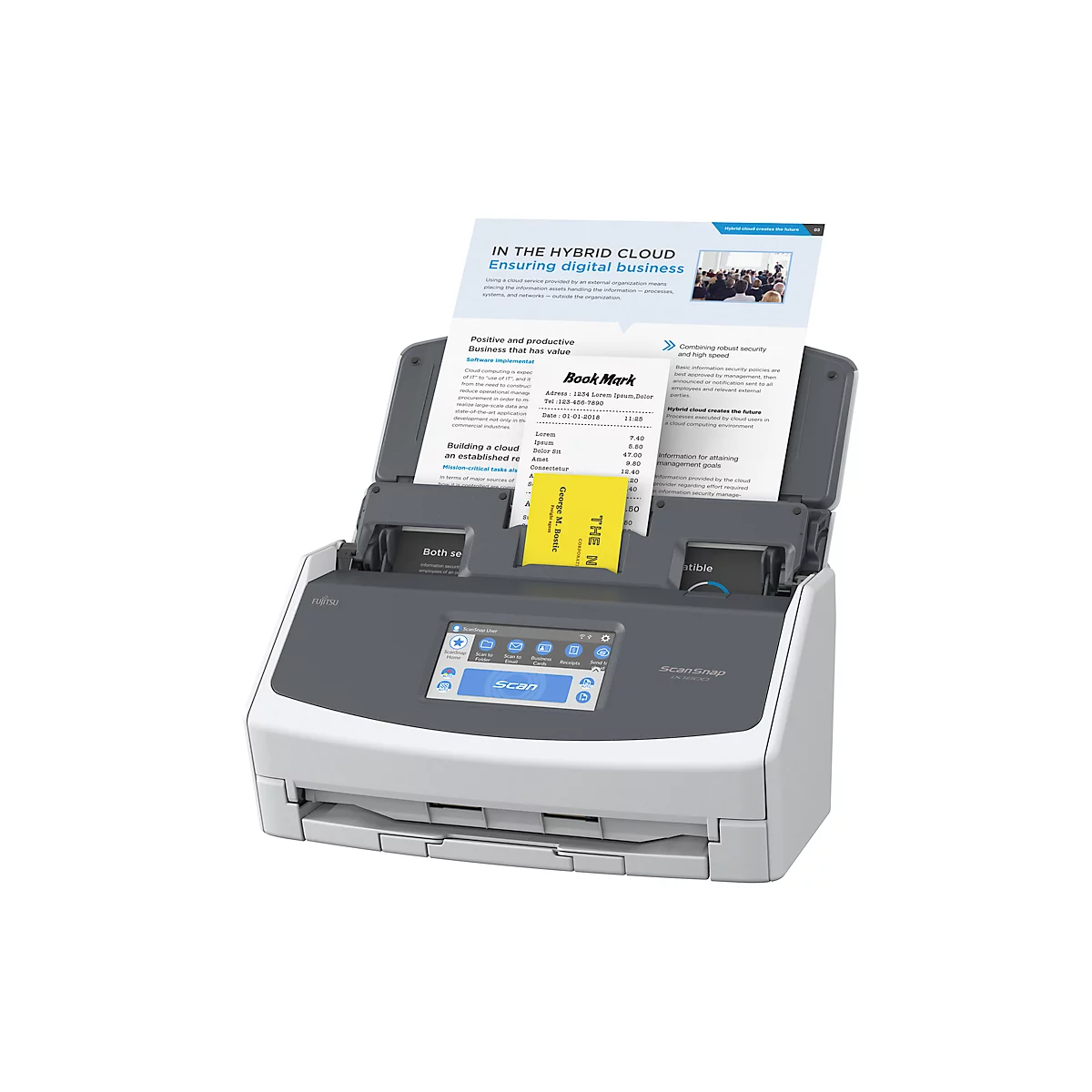 Documentscanner FUJITSU ScanSnap iX1600, zwart-wit/kleuren, USB/WLAN, dubbelzijdig, 600 dpi, 40 pagina's/min, tot A4