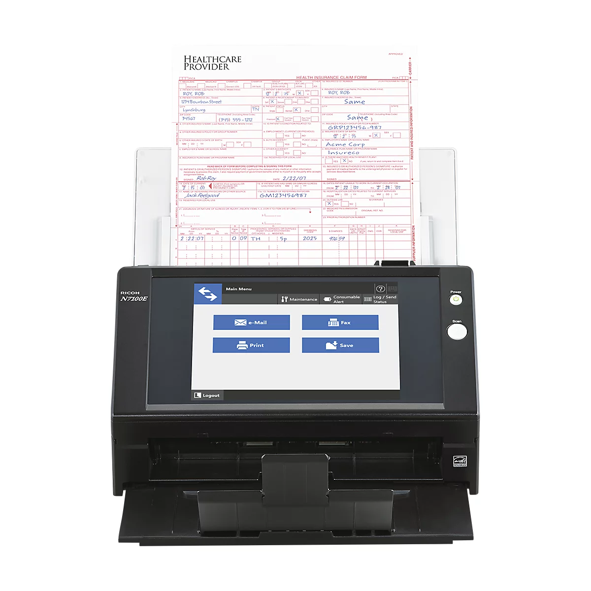 Documentscanner RICOH N7100E, netwerkcompatibel, zwart-wit/kleur, USB, duplex, 200/300 dpi, 25 ppm, tot A4