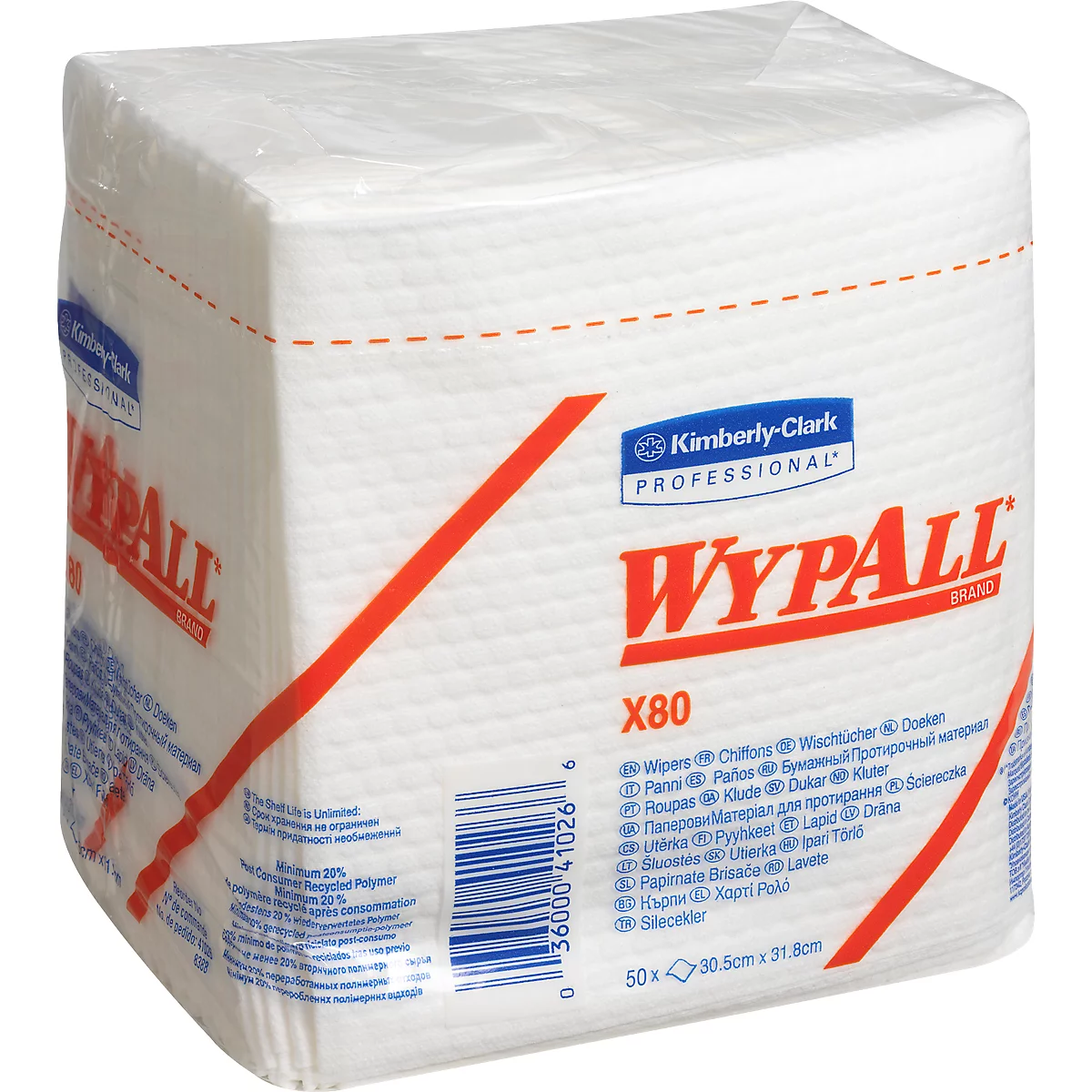 Doekjes WypAll® X80 PowerClean, gevouwen, 4 x 50 doekjes, wit