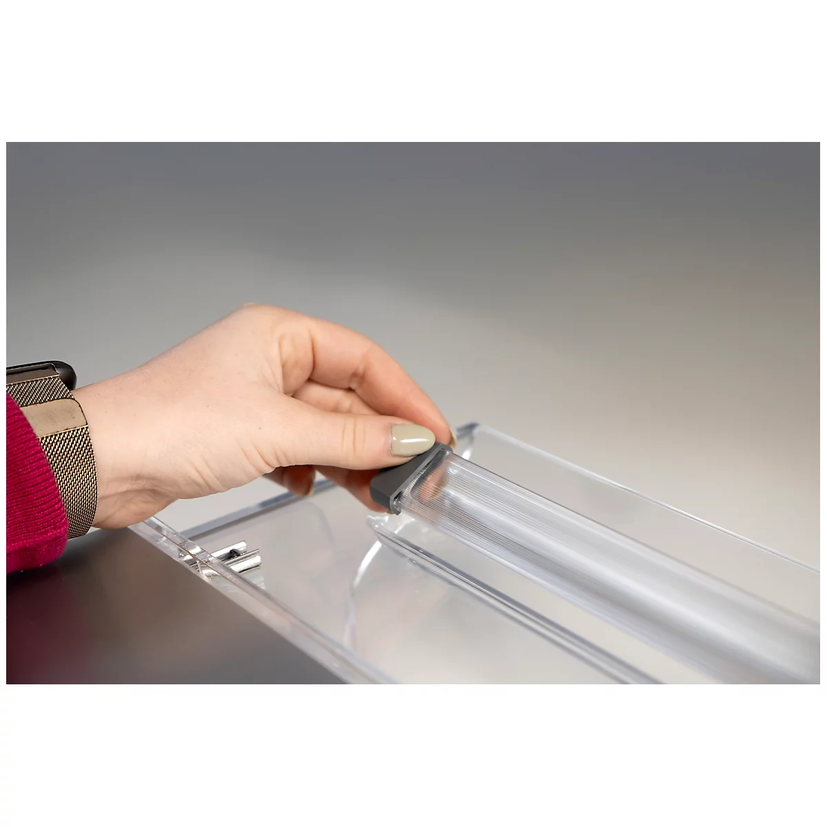 Dokumentenhalter BakkerElkhuizen FlexDesk 640CR, ergonomisch, höhenverstellbar, inkl. ComfortRead, Acryl, transparent-hellgrau