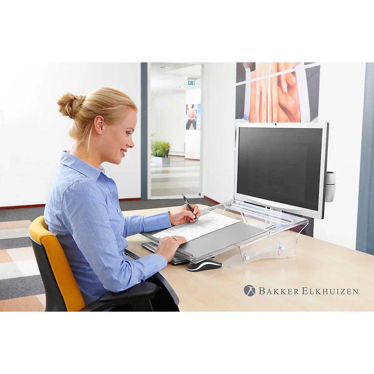 Dokumentenhalter FlexDesk 640, höhenverstellbar von 110 – 185 mm, aus Acryl