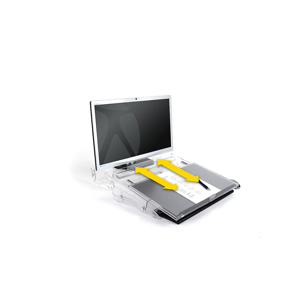 Dokumentenhalter FlexDesk 640, höhenverstellbar von 110 – 185 mm, aus Acryl