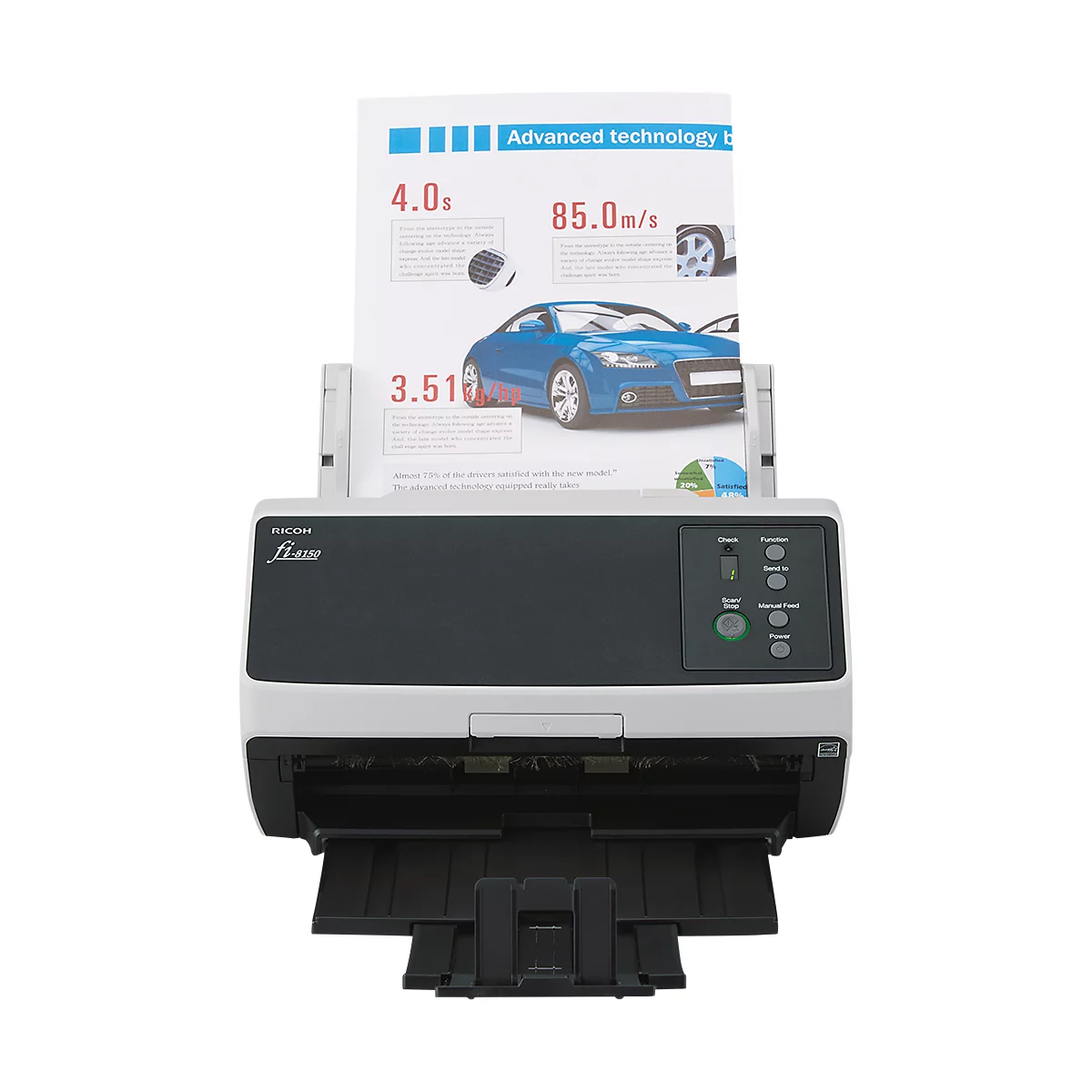 Dokumentenscanner RICOH fi-8150, Schwarzweiß/Farbe, 50 Seiten/min. & 100 Seiten/min., Duplex, USB/LAN, bis A4