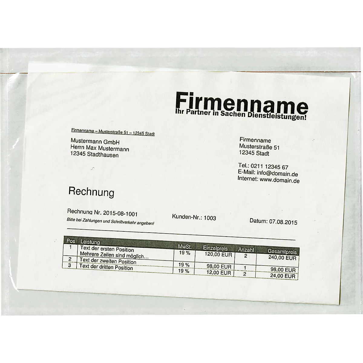 Dokumententasche, C5, Polypropylen-Folie, ohne Aufdruck, selbstklebend, transparent, 250 Stk