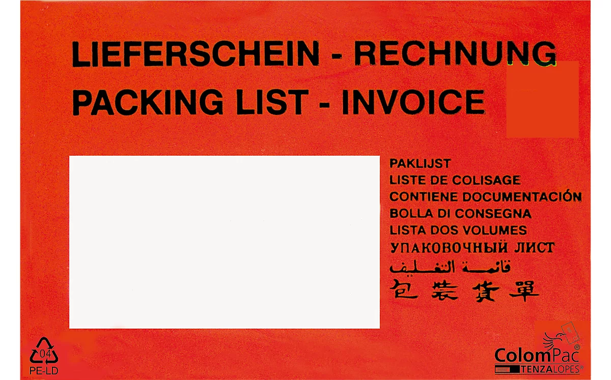 Dokumententasche UNIPACK, C6, Lieferschein-Rechnung