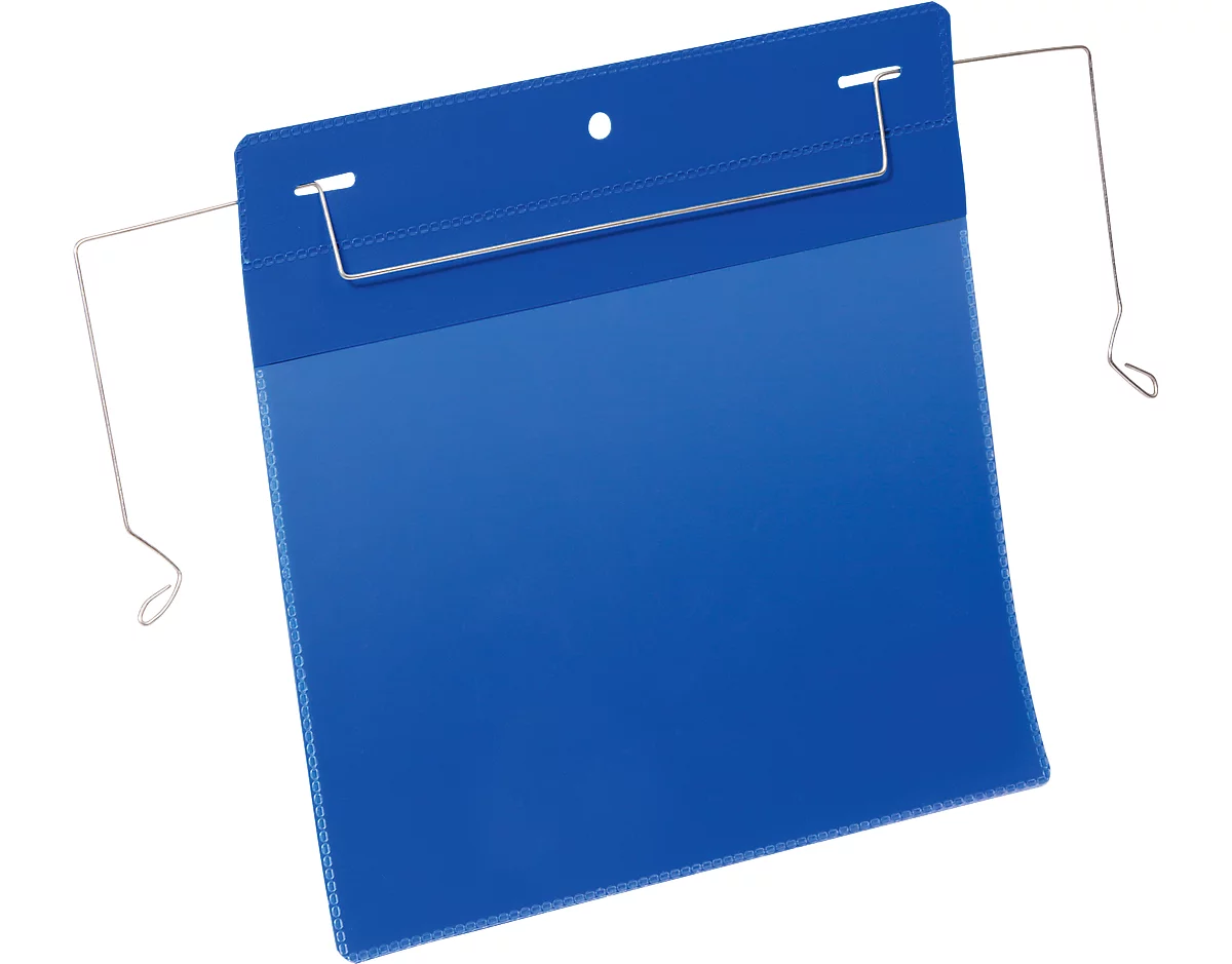 Dokumententaschen mit Drahtbügel, B 210 x H 148 mm (A5 quer), 50 Stück, blau