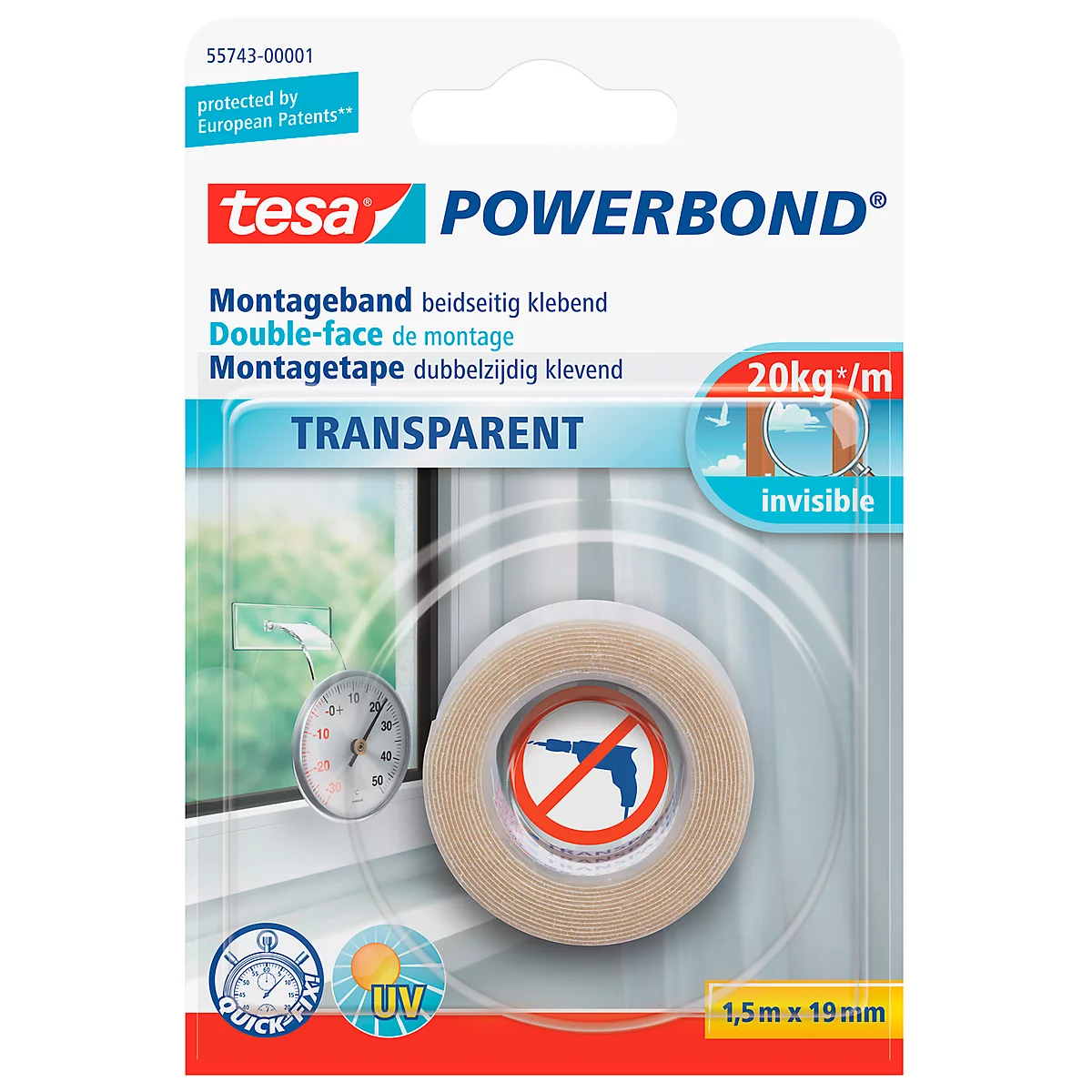 Doppelseitiges Klebeband tesa Powerbond® Transparent