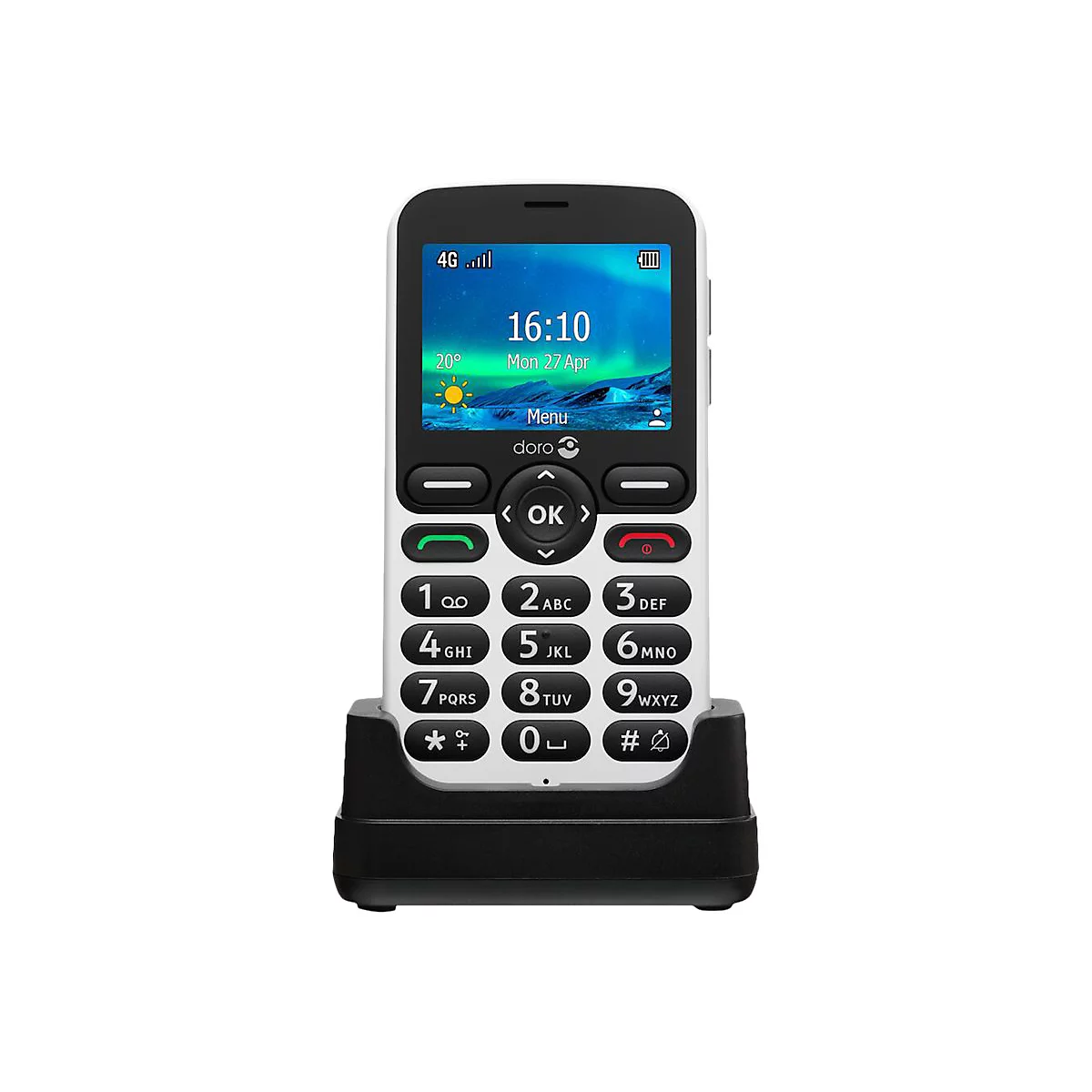 DORO 5860 - 4G Feature Phone - microSD slot - 320 x 240 Pixel - rear camera 2 MP - Schwarz, weiß