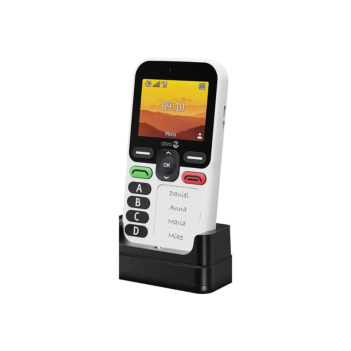 DORO Leva X10 - 4G Feature Phone - RAM 64 MB / Interner Speicher 128 MB - microSD slot - 320 x 240 Pixel (60 Hz) - Schwarz / Weiß