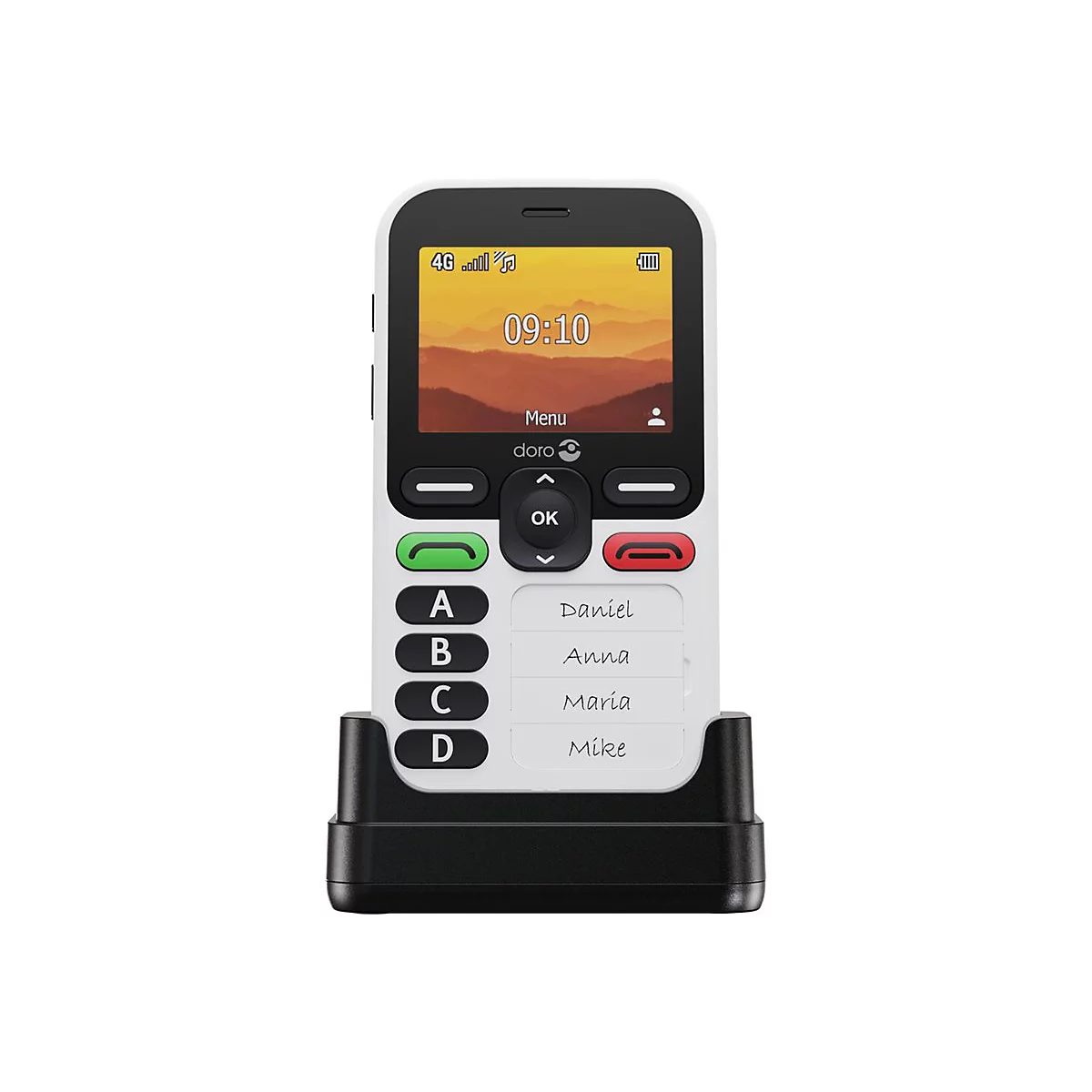 DORO Leva X10 - 4G Feature Phone - RAM 64 MB / Interner Speicher 128 MB - microSD slot - 320 x 240 Pixel (60 Hz) - Schwarz / Weiß