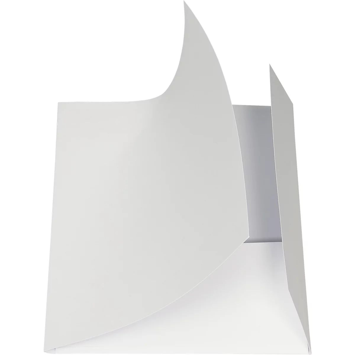 Chemise de documents blanche, une feuille légèrement repliée vers le haut.