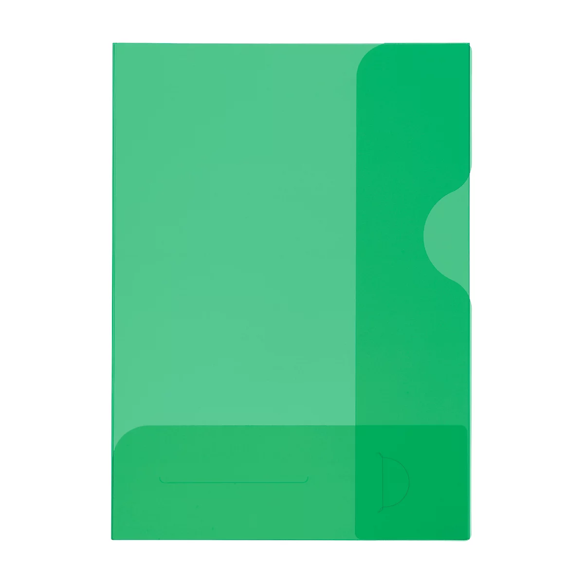 Dossier vert transparent avec une fente.