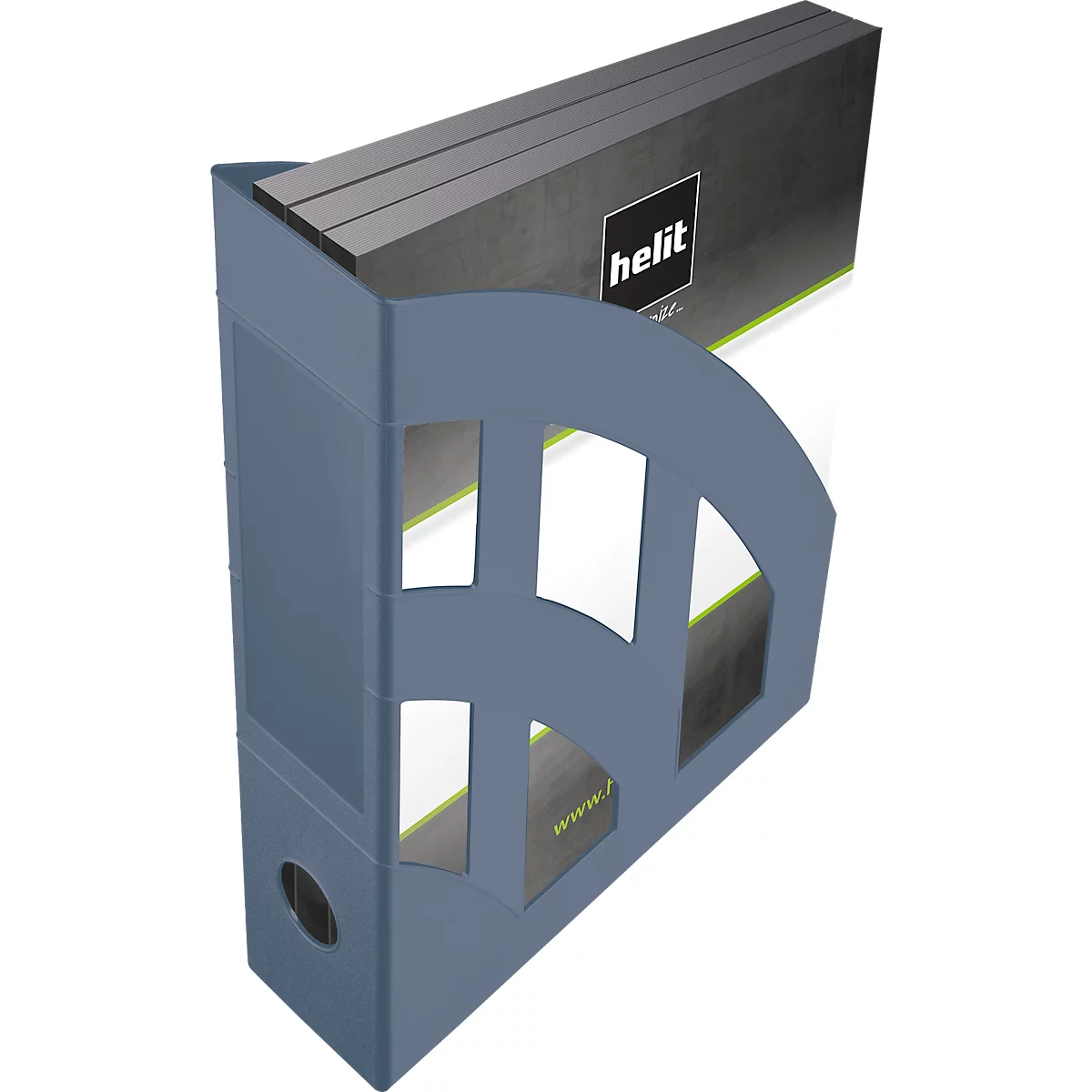 Dossier magazine Helit The Green Bridge, pour format A4-C4, largeur du dos 78 mm, plastique recyclé, bleu, 4 pièc.