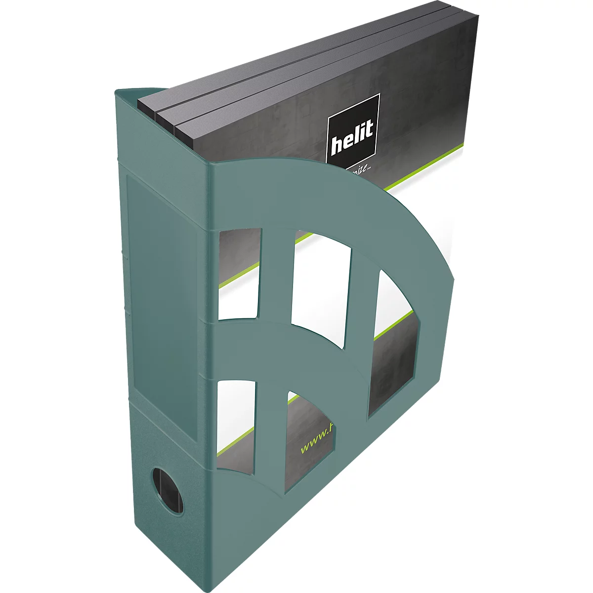 Dossier magazine Helit The Green Bridge, pour format A4-C4, largeur du dos 78 mm, plastique recyclé, vert, 4 pièc.