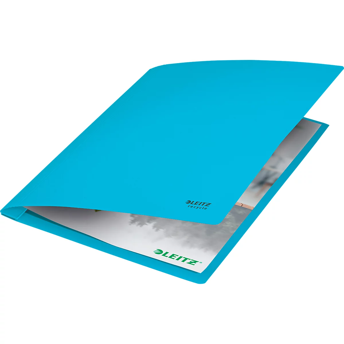 Dossier rapide Recycle Leitz®, format A4, jusqu'à 250 feuilles, mécanisme d'agrafage, 100 % recyclable, Ange Bleu, carton recyclé, bleu