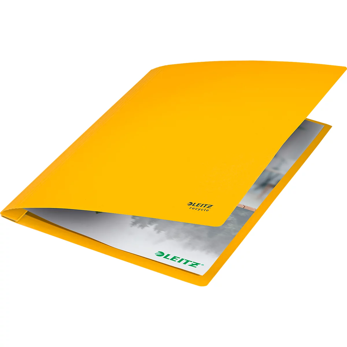 Dossier rapide Recycle Leitz®, format A4, jusqu'à 250 feuilles, mécanisme d'agrafage, 100 % recyclable, Ange Bleu, carton recyclé, jaune