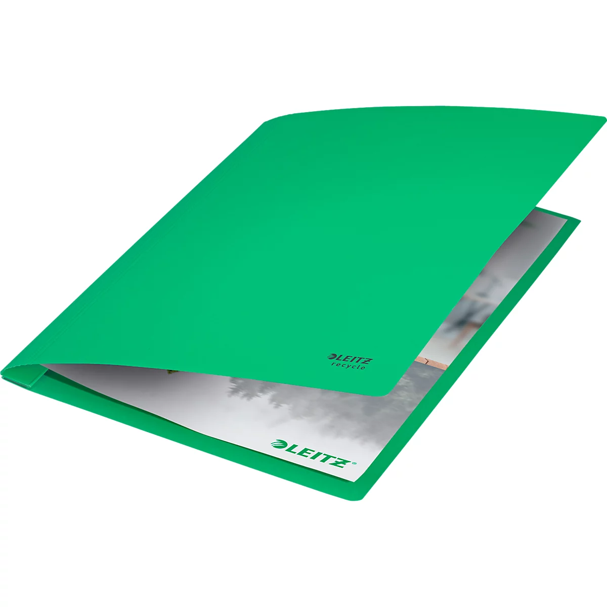 Dossier rapide Recycle Leitz®, format A4, jusqu'à 250 feuilles, mécanisme d'agrafage, 100 % recyclable, Ange Bleu, carton recyclé, vert