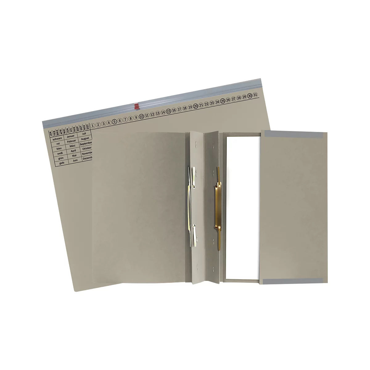 Dossier suspendu Exacompta, pour 2 agrafes à droite, plié, pli extensible, impression d'organisation, carton recyclé, gris, 25 pièces