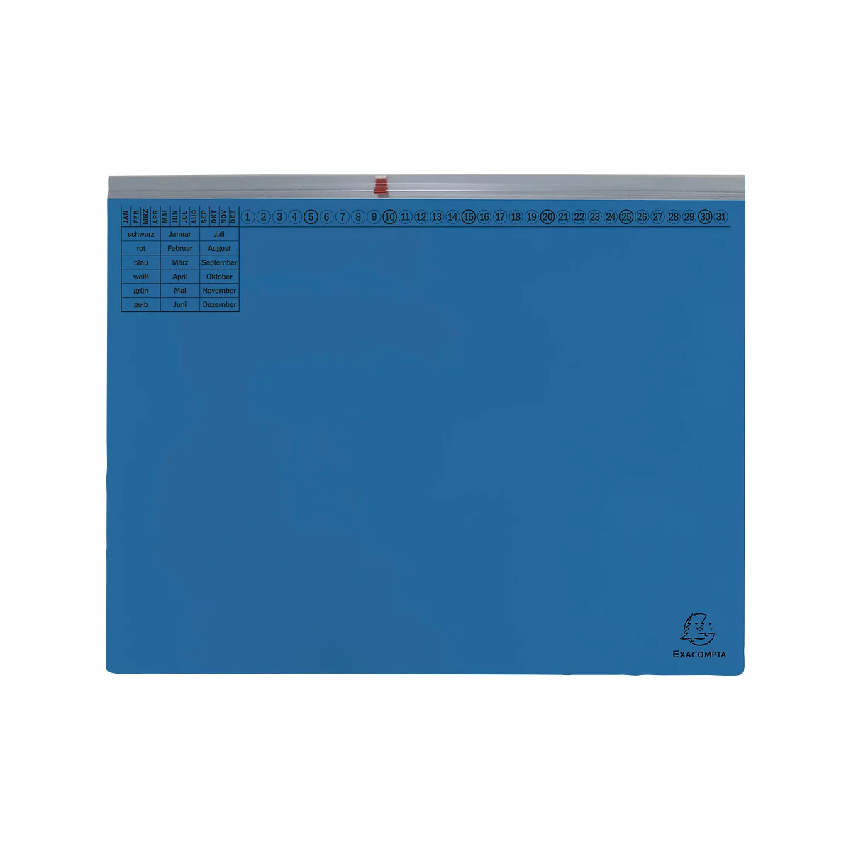 Dossier suspendu Exacompta, pour agrafage à droite, plié, pli extensible, impression d'organisation, Ange Bleu, carton recyclé, bleu, 25 pièces