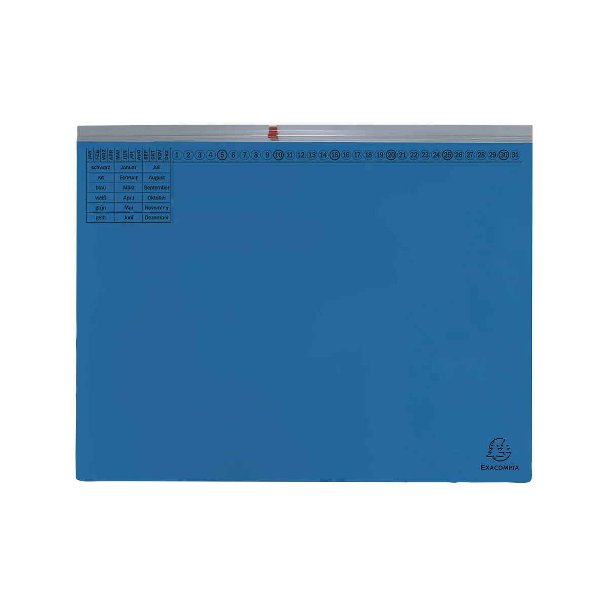 Dossier suspendu Exacompta, pour agrafage à droite, plié, pli extensible, impression d'organisation, Ange Bleu, carton recyclé, bleu, 25 pièces