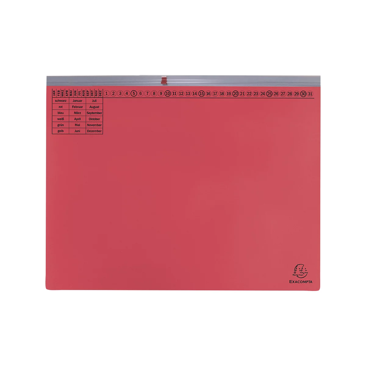 Dossier suspendu Exacompta, pour agrafage à droite, plié, pli extensible, impression d'organisation, Ange Bleu, carton recyclé, rouge, 25 pièces